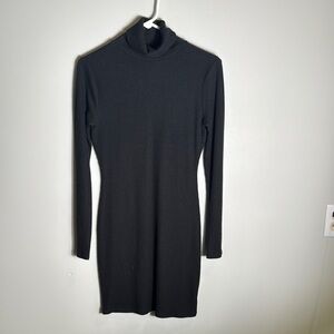 SO Elegant Black Knit Turtleneck Dress
